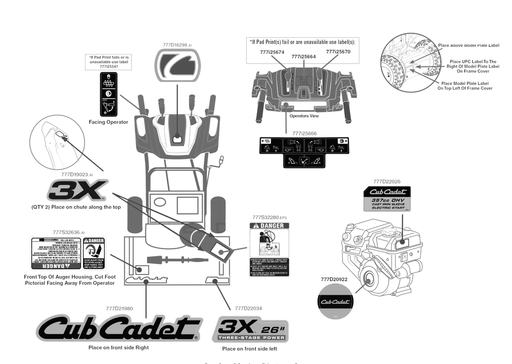 Label Map Diagram and Parts List for 3X26-INCH (31AH5DVA756)(2017) Cub Cadet Snow Blower